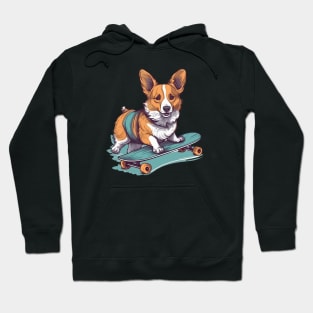 Corgi dog riding a skateboard Hoodie